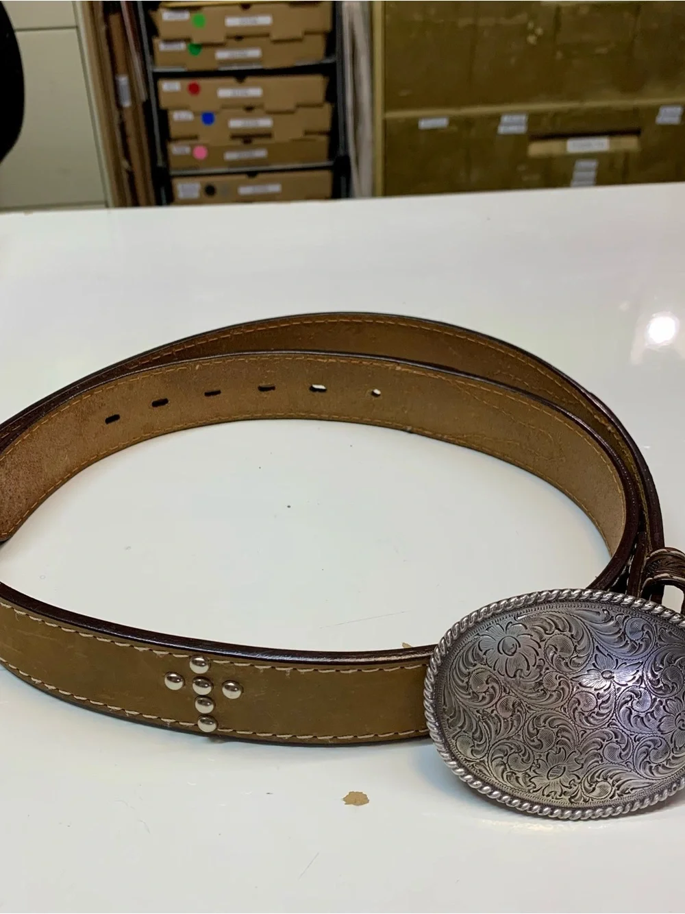 Ranger Belt Co. Men's Leather Western Belt Size 42 w/ Nocona Buckle